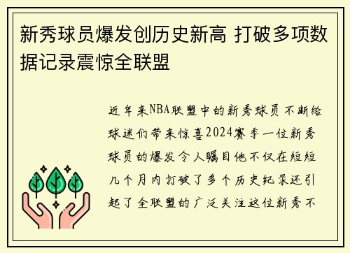 新秀球员爆发创历史新高 打破多项数据记录震惊全联盟